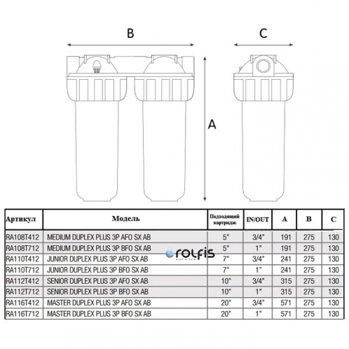 Корпус фильтра Atlas Filtri DUPLEX PLUS 3P 3/4" 10" AFO SX TS RA112T411