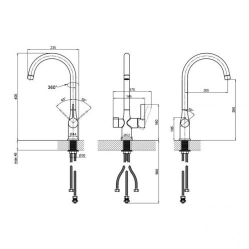 Кухонный смеситель с фильтром Qtap 92107UC Кухонный смеситель с фильтром Qtap 92107UC