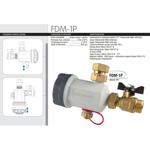 Фильтр магнитный грязеулавливатель Atlas Filtri FDM-1P  3/4" RE6170110