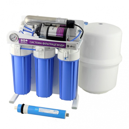 Сиcтема обратного осмоса RAIFIL 75G UV на станине 10" Slim Blue 