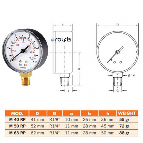 Манометр вертикальный CEWAL М63 RP IR 1/4" 10 bar 91463410 Манометр вертикальный CEWAL М63 RP IR 1/4" 10 bar 91463410