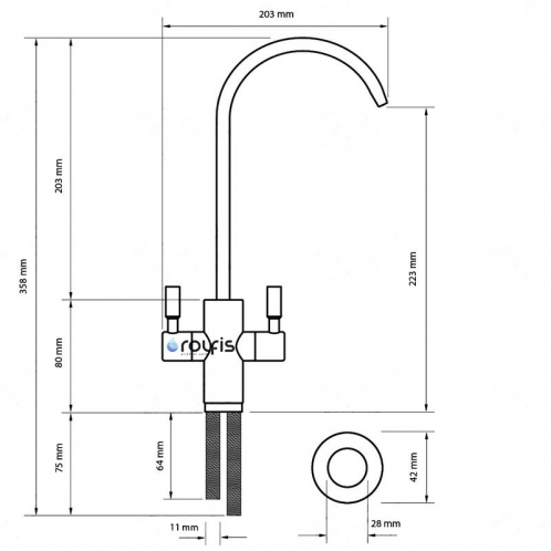 Кран двойной матовый Raifil I-A006