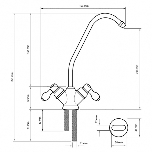 Кран двойной капля Raifil F-07 duo