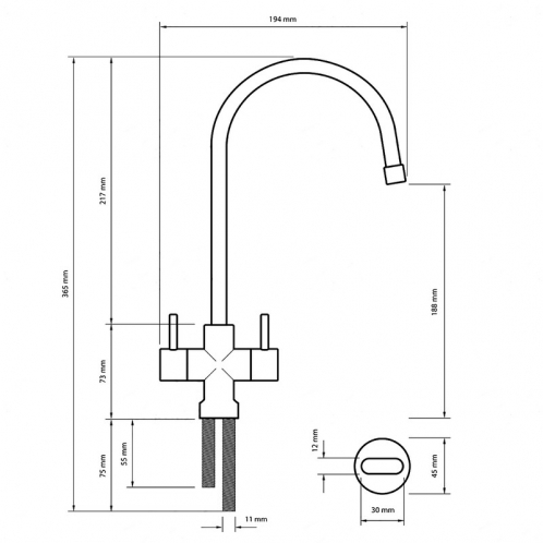 Кран двойной модерн Raifil F-09 Duo