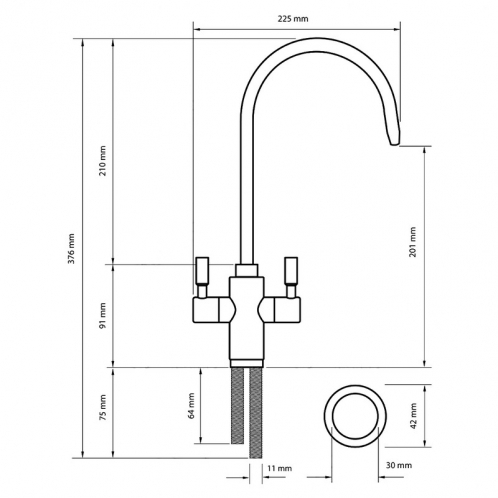 Кран двойной матовый Raifil I-A017 Кран двойной матовый Raifil I-A017