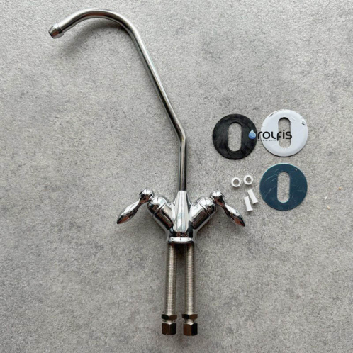 Кран подвійний хромований Kaplya DFCH4-C