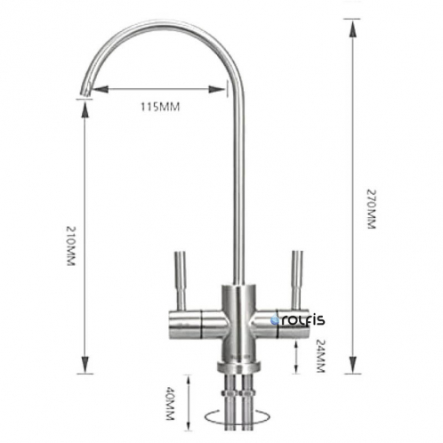 Кран из нержавеющей стали двойной Platinum Wasser