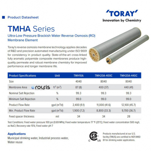 Мембрана обратного осмоса Toray TMH10A (7 bar/9.1 м3/сутки)