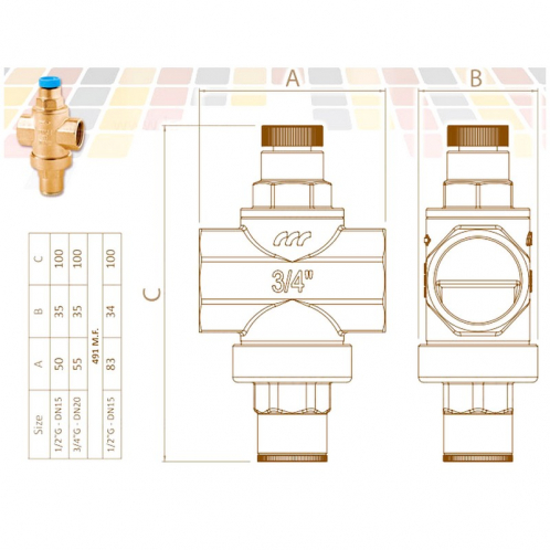 Редуктор понижения давления F.A.R.G. MINIRID Ø3/4″ 25579