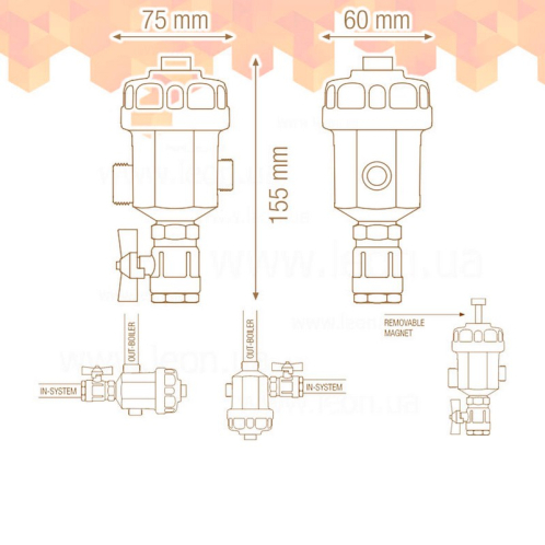 Фильтр магнитный Atlas Filtri FDM-1P  3/4" 90°C/600 μ/3 bar RE6170181