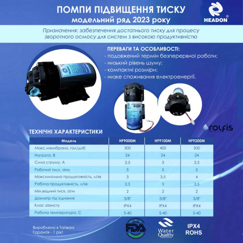 Насос повышающий давление воды HEADON HF9100М