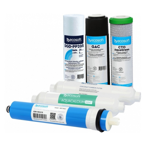 Комплект P'URE шести картриджей для обратного осмоса Ecosoft Aquacalcium