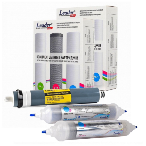 Годовой комплект картриджей Leader + Mineralizing + Membrane Годовой комплект картриджей Leader + Mineralizing + Membrane