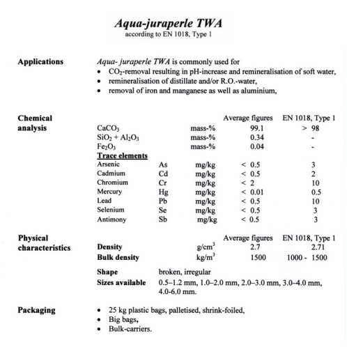 Загрузка кальцит Aqua-Juraperle 25 кг Загрузка кальцит Aqua-Juraperle 25 кг