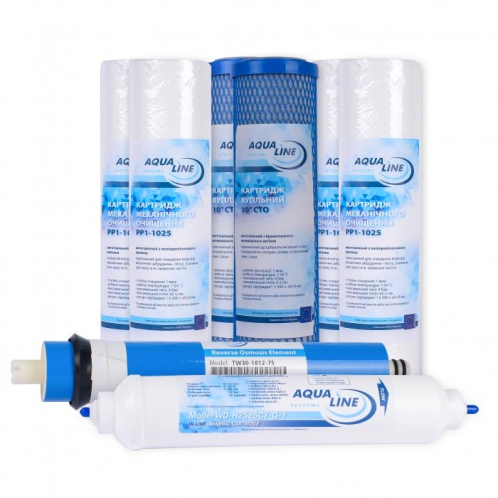 Годовой комплект картриджей Aqualine RO-5 + Мембрана