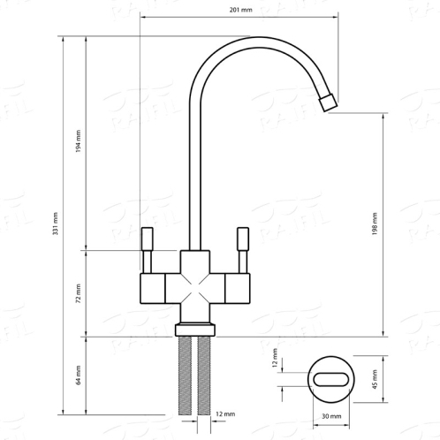 Кран двойной матовый Raifil F-09-DUO SN