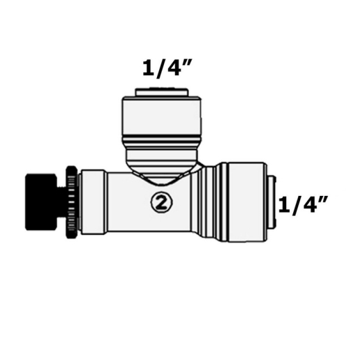 Ограничитель дренажа ITiger 1819-A (трубка 1/4" -трубка 1/4"-регулятор)